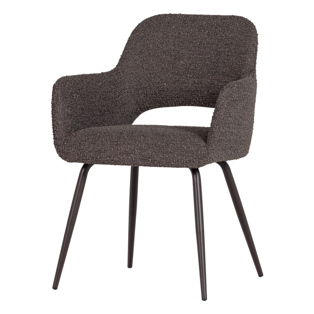 Lot de 2 chaises de salle à manger en bouclé marron chiné