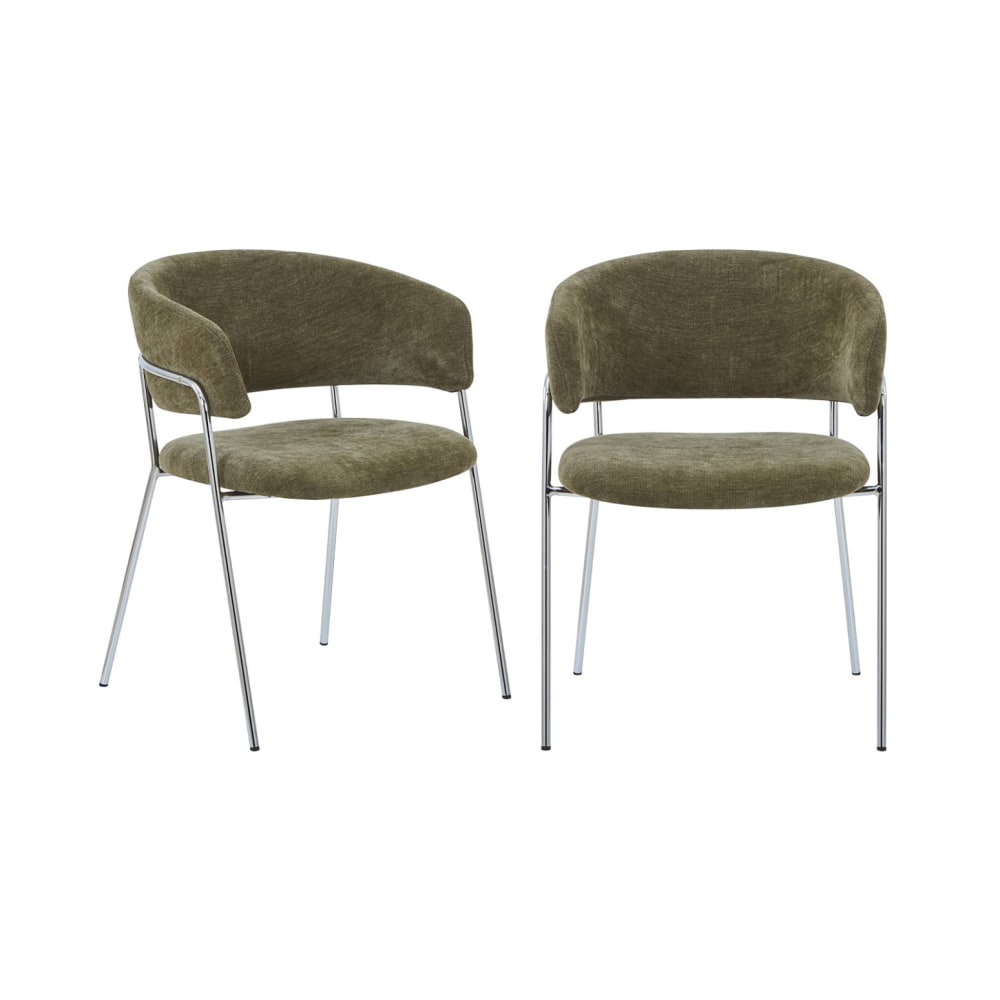 Lot de 2 fauteuils vintage tissu armature chromée kaki