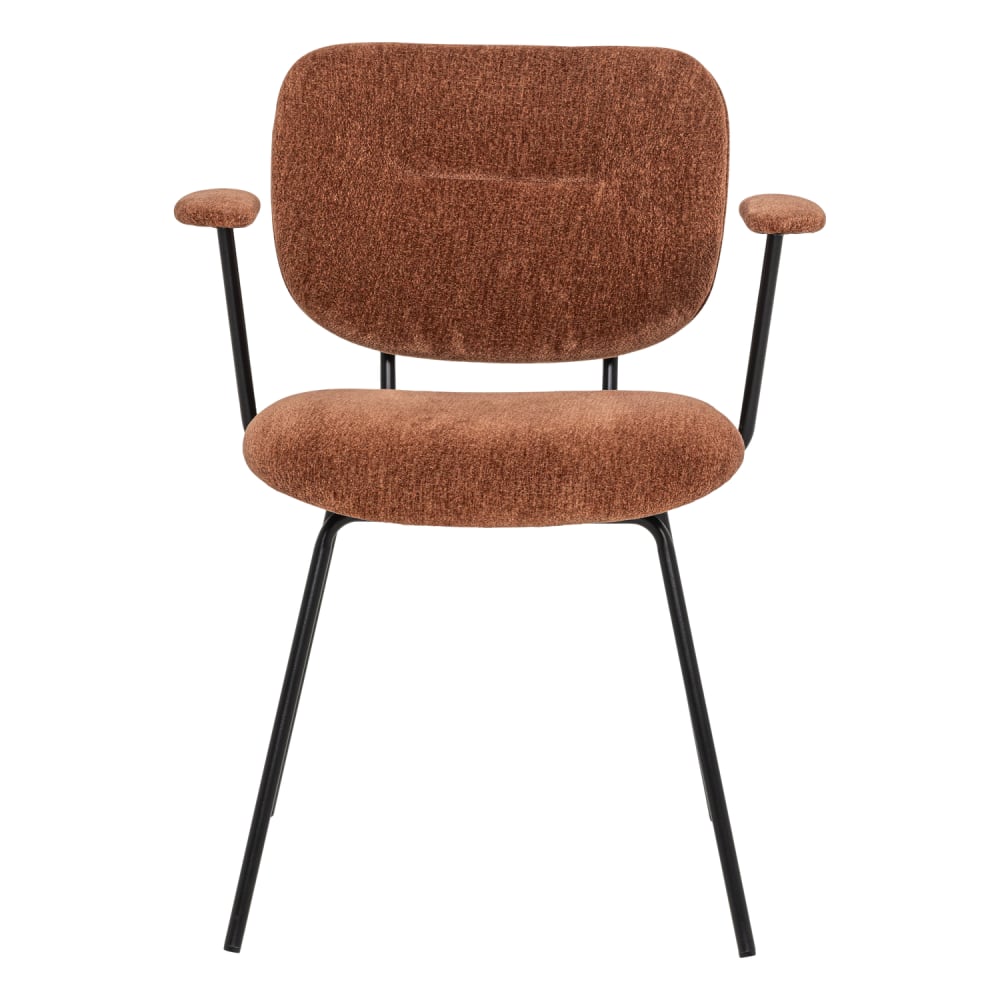 Lot de 2 chaises de salle à manger avec accoudoirs marron rouille
