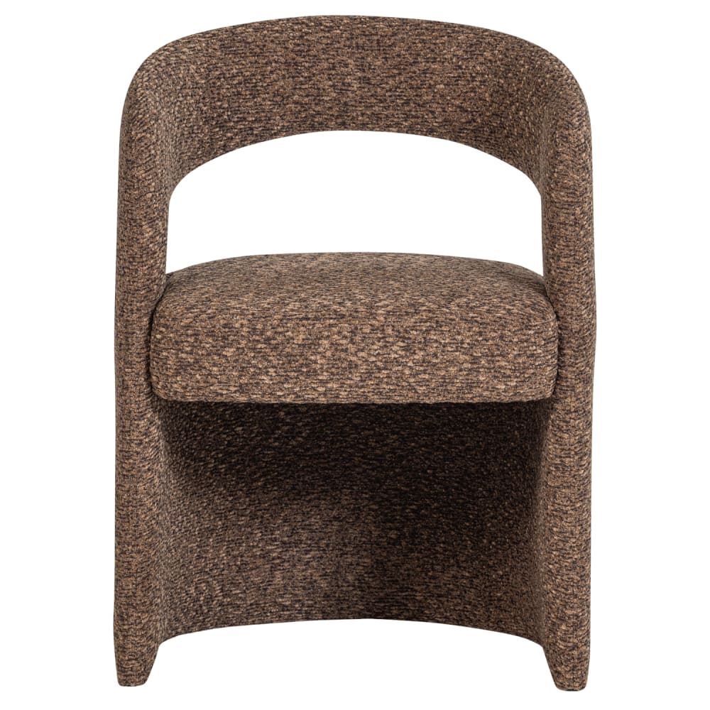 Chaise de salle à manger en bouclé épais marron