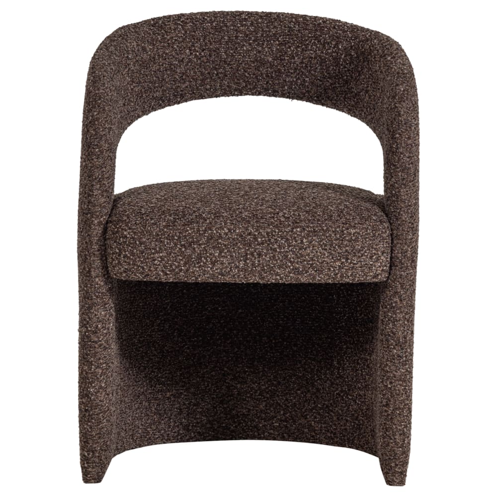 Chaise de salle à manger en bouclé épais marron foncé