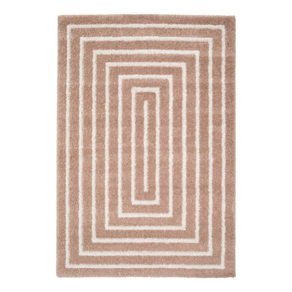 Tapis intérieur motif rectangle rose et crème 200x290cm — vue 3