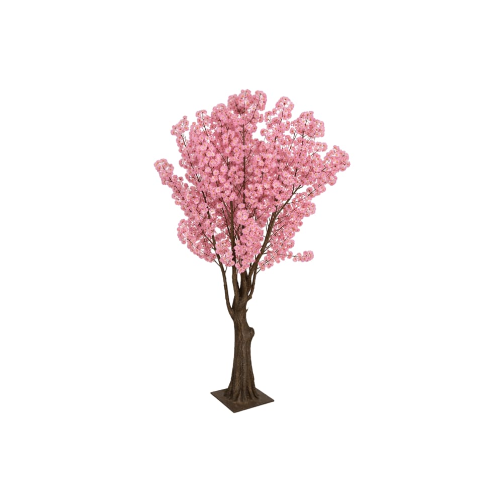 Cerisier artificiel en polyester et ciment rose 100x100x210 cm