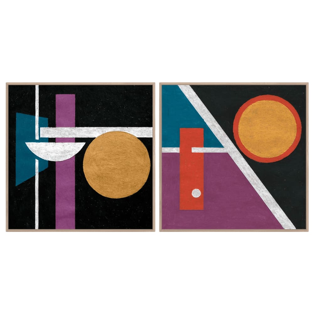 Lot 2 tableaux abstraits en tissu multicolore 83x4x83 cm — vue 3