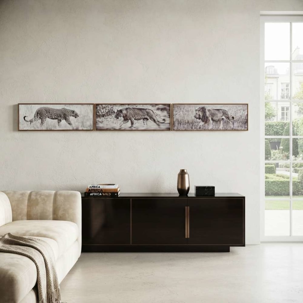 Lot 3 tableaux animaux en tissu blanc 92x3x32 cm