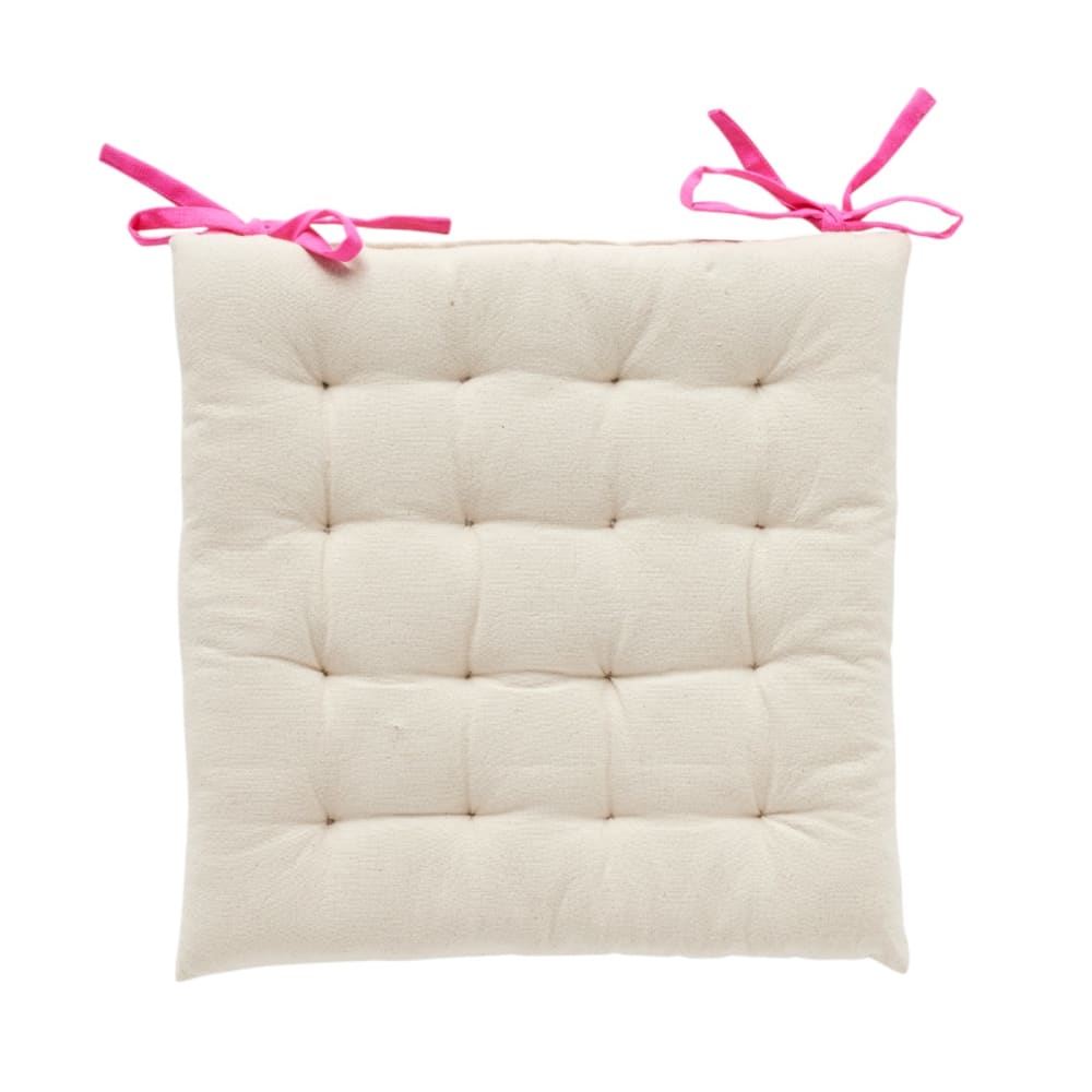 Galette de chaise avec 2 nouettes uni 40x40cm rose
