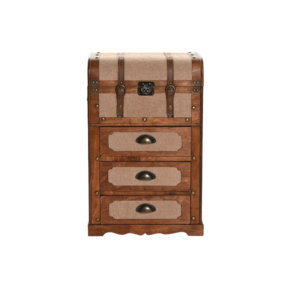 Chiffonnier en bois et polyester effet mouton marron 45x35x71 cm