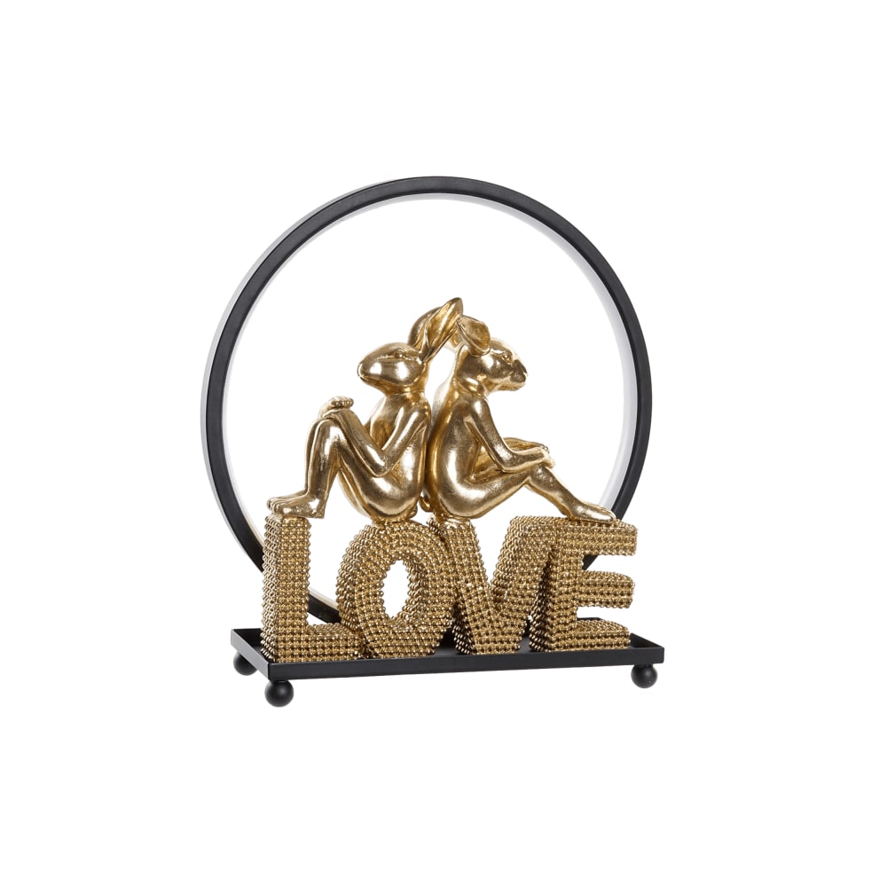 Décoration lumineuse love en résine doré 30x11x31 cm
