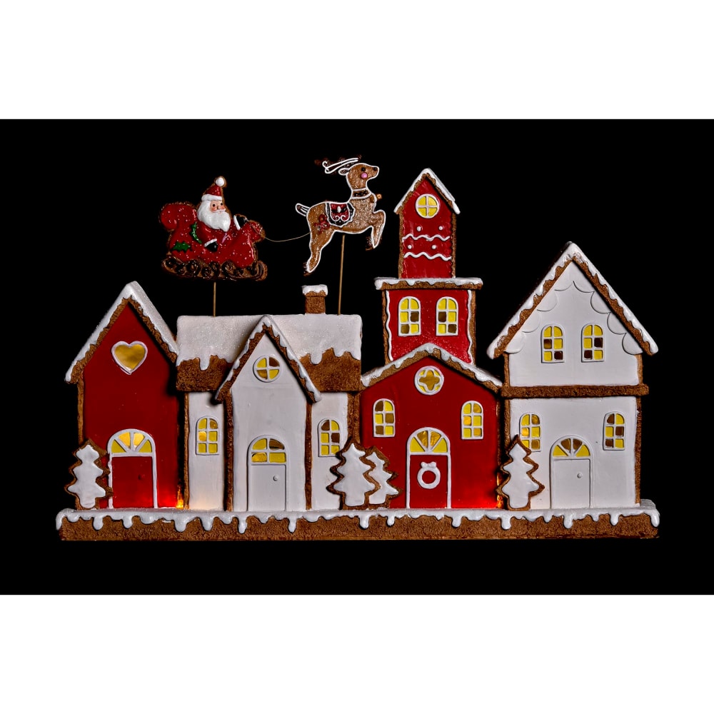 Décoration maison de noël lumineuse en résine rouge 41x7x27 cm — vue 4