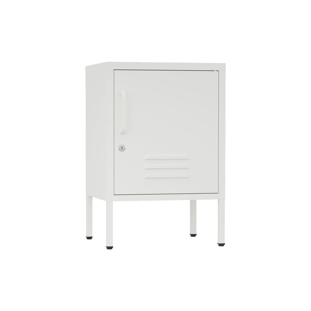 Table de chevet avec porte en acier blanc 60x40x35 Table de chevet avec porte en acier blanc 60x40x35