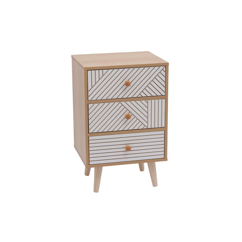 Table de chevet 3 tiroirs en mdf pin marron blanc 55x35x29 Table de chevet 3 tiroirs en mdf pin marron blanc 55x35x29