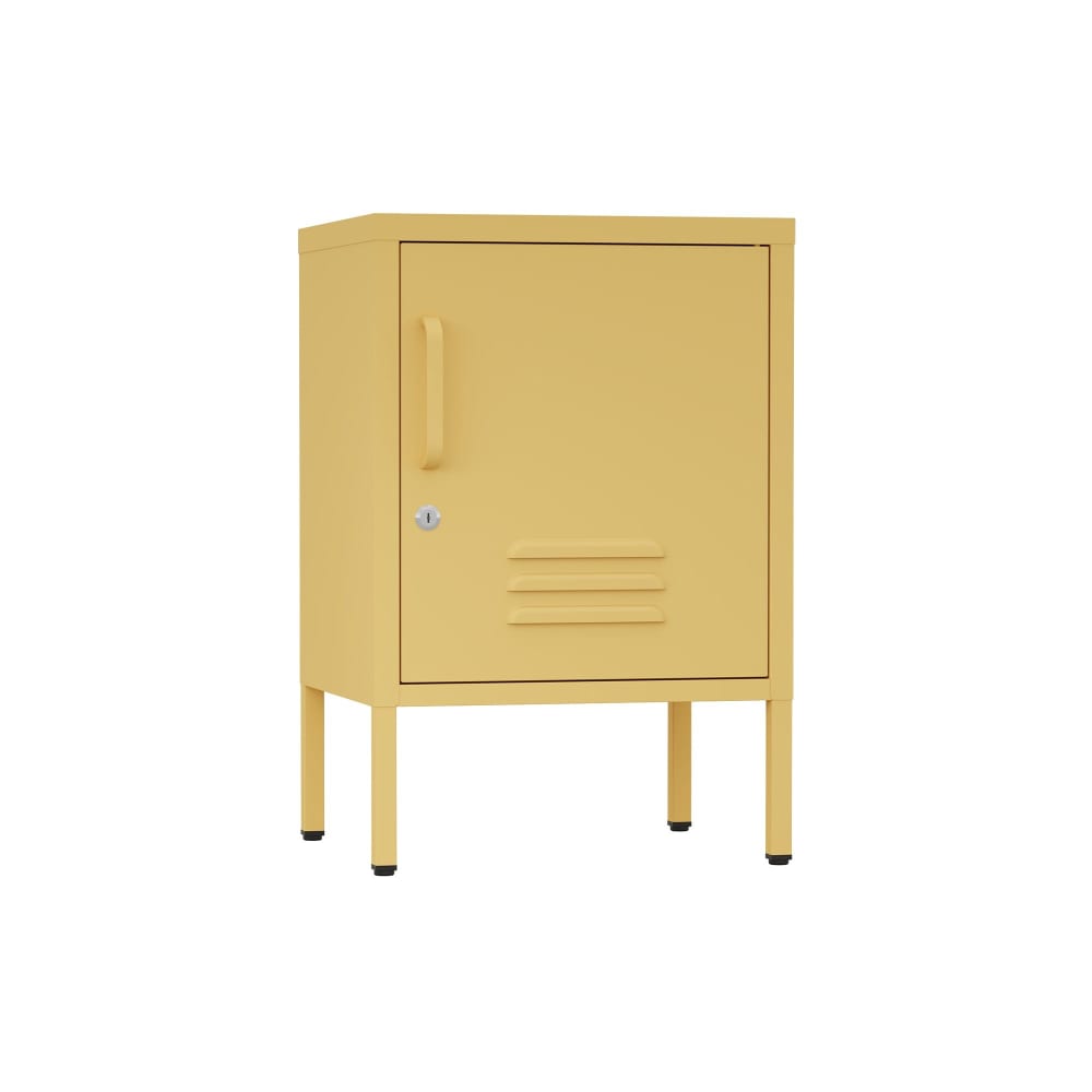 Table de chevet 2 étagères en acier jaune 60x40x35 Table de chevet 2 étagères en acier jaune 60x40x35