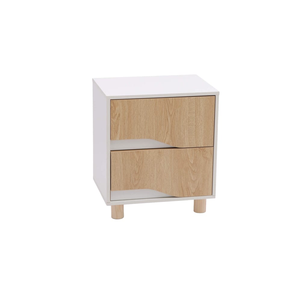 Table de chevet 2 tiroirs en mdf pin blanc marron 46x40x30 Table de chevet 2 tiroirs en mdf pin blanc marron 46x40x30