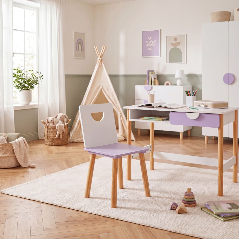 Kinderstühle aus MDF Kiefer Weiß Lila60x33x35 - Maisons Du Monde