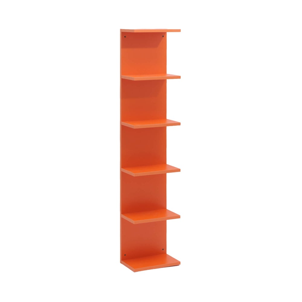 Bibliothèque 6 étagères en  mdf orange  120x25x16,5