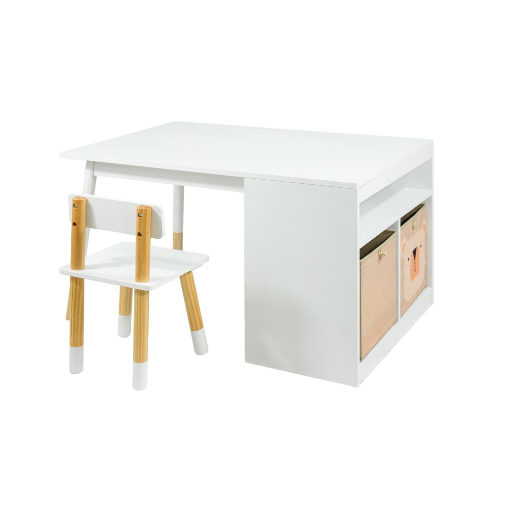Table et chaises pour enfants en mdf pin blanc 53x90x60 Table et chaises pour enfants en mdf pin blanc 53x90x60
