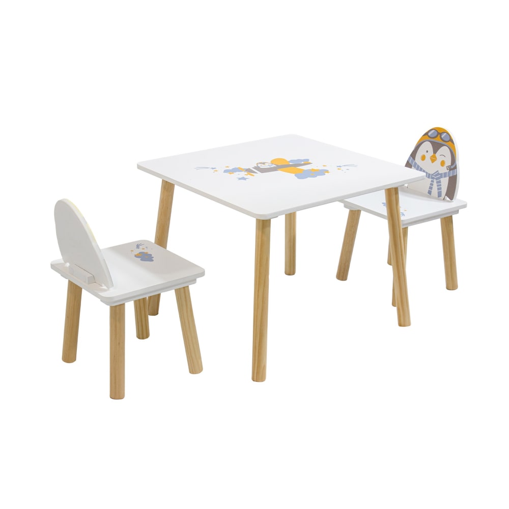 Table et chaises pour enfants en mdf pin blanc 43,5x55x55 Table et chaises pour enfants en mdf pin blanc 43,5x55x55