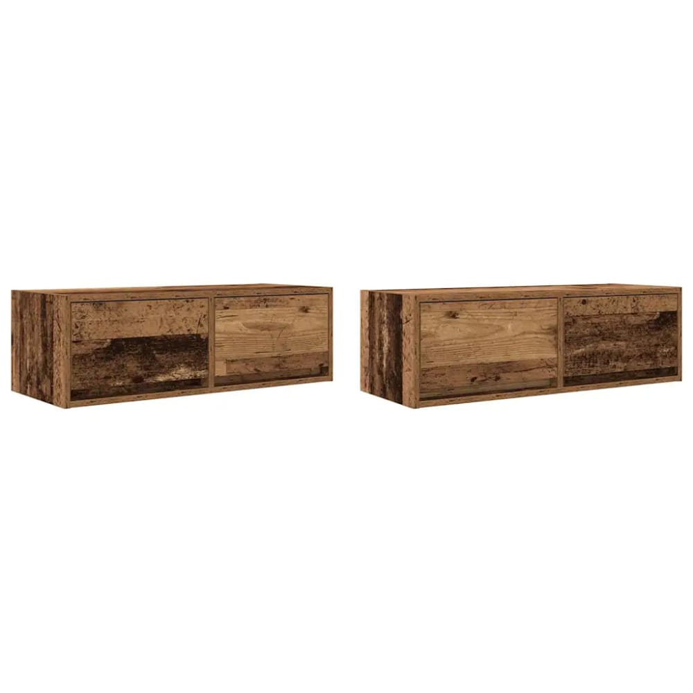 Lot de 2 meubles bois marron 80 x 31 x 25.5 cm Lot de 2 meubles bois marron 80 x 31 x 25.5 cm