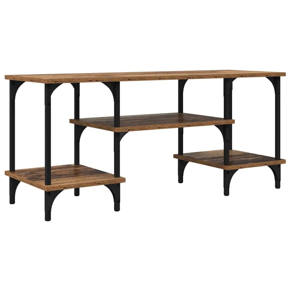 Meuble tv rectangulaire rustique bois marron 102 x 35 x 45.5 cm