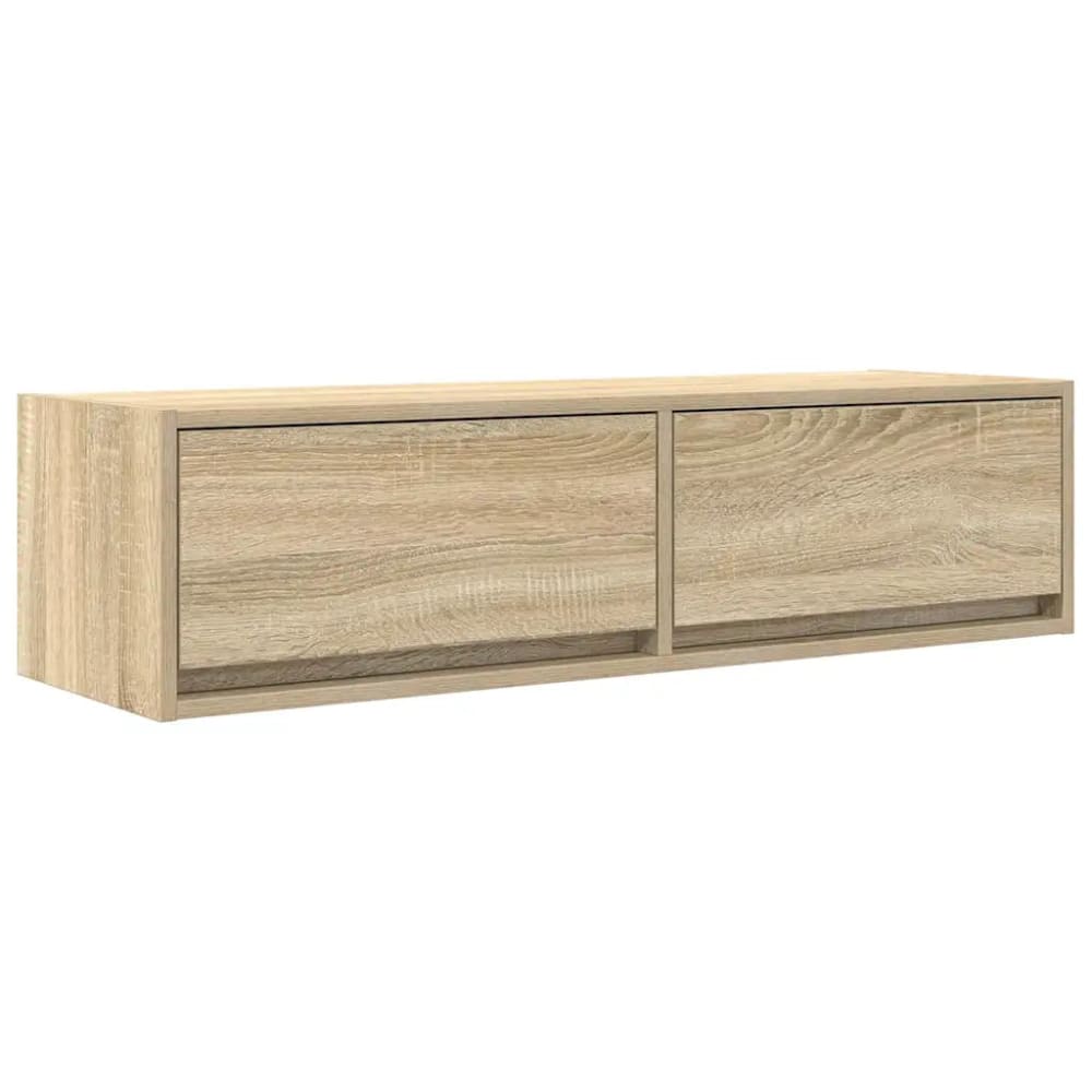 Meuble tv mural moderne bois beige 100 x 31 x 25.5 cm
