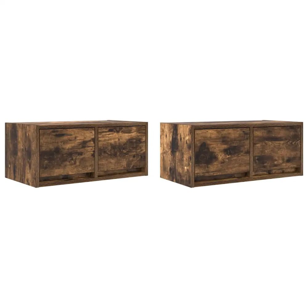 Lot de 2 meubles bois beige 60 x 31 x 25.5 cm Lot de 2 meubles bois beige 60 x 31 x 25.5 cm