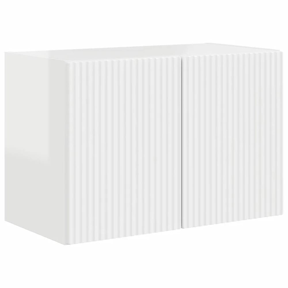 Meuble tv mural contemporain bois blanc 59.5 x 31 x 40 cm Meuble tv mural contemporain bois blanc 59.5 x 31 x 40 cm