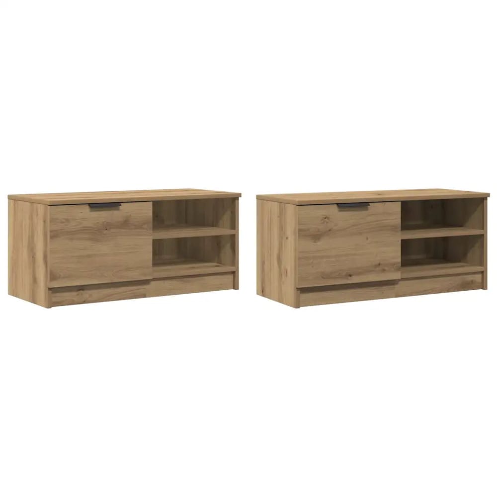 Lot de 2 meubles bois beige 80 x 35 x 36.5 cm Lot de 2 meubles bois beige 80 x 35 x 36.5 cm