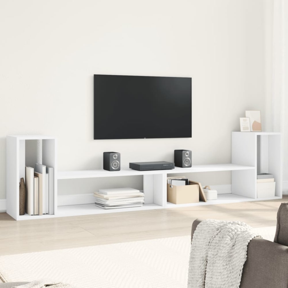 Meubles tv multimédia étagère bois blanc 100 x 30 x 50 cm Meubles tv multimédia étagère bois blanc 100 x 30 x 50 cm