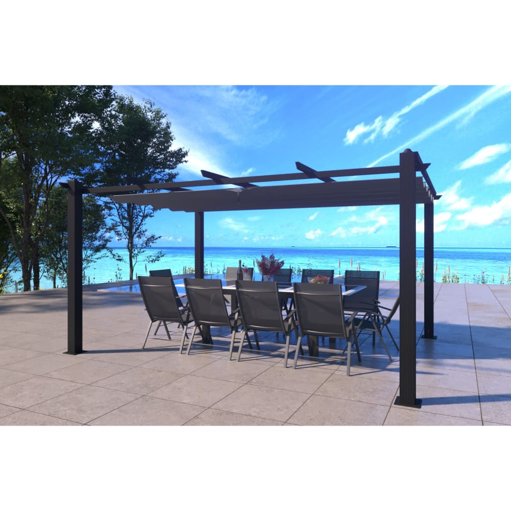 Concept Usine Pergola Selbsttragend 3 x 4 m mit ausziehbarem grauem Tuch style modern - Aluminium