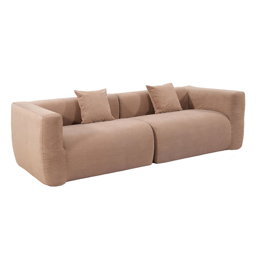 Canapé compressé 4 places en tissu effet laine texturée taupe