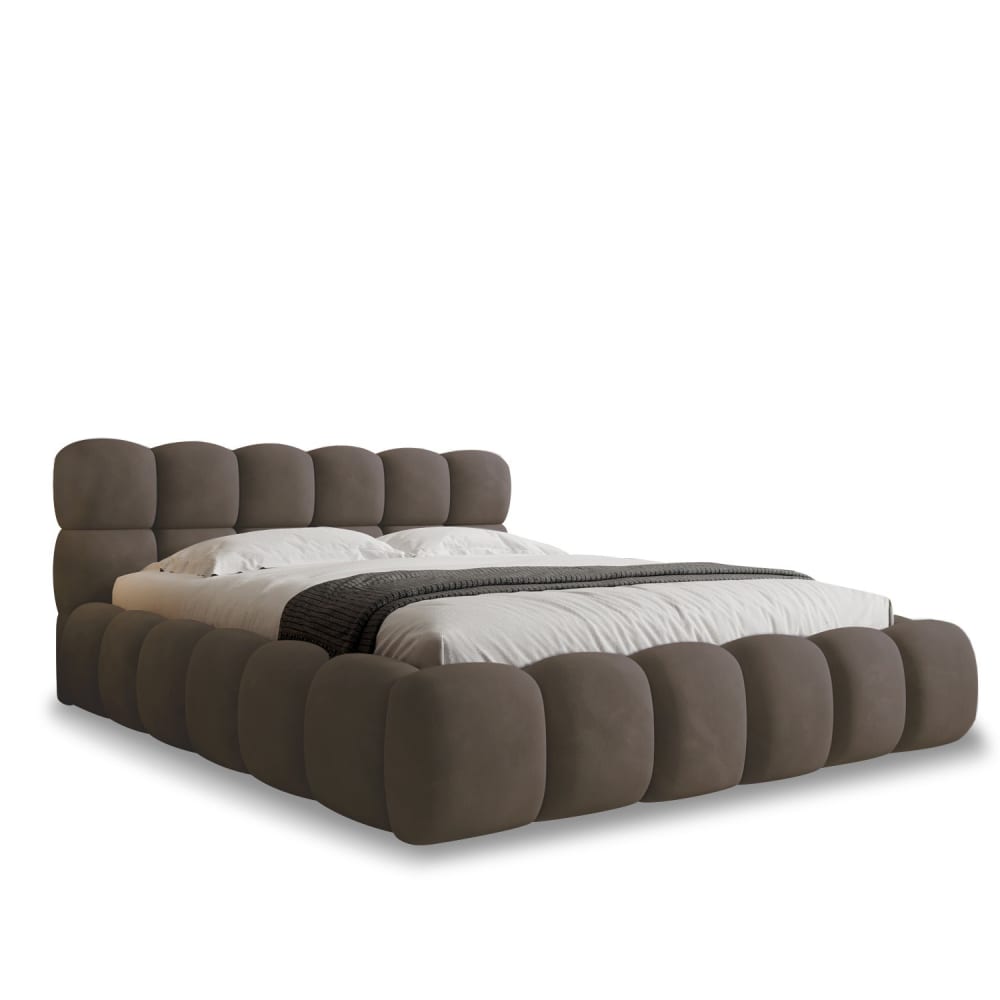 Lit coffre 180x200cm velours taupe Lit coffre 180x200cm velours taupe
