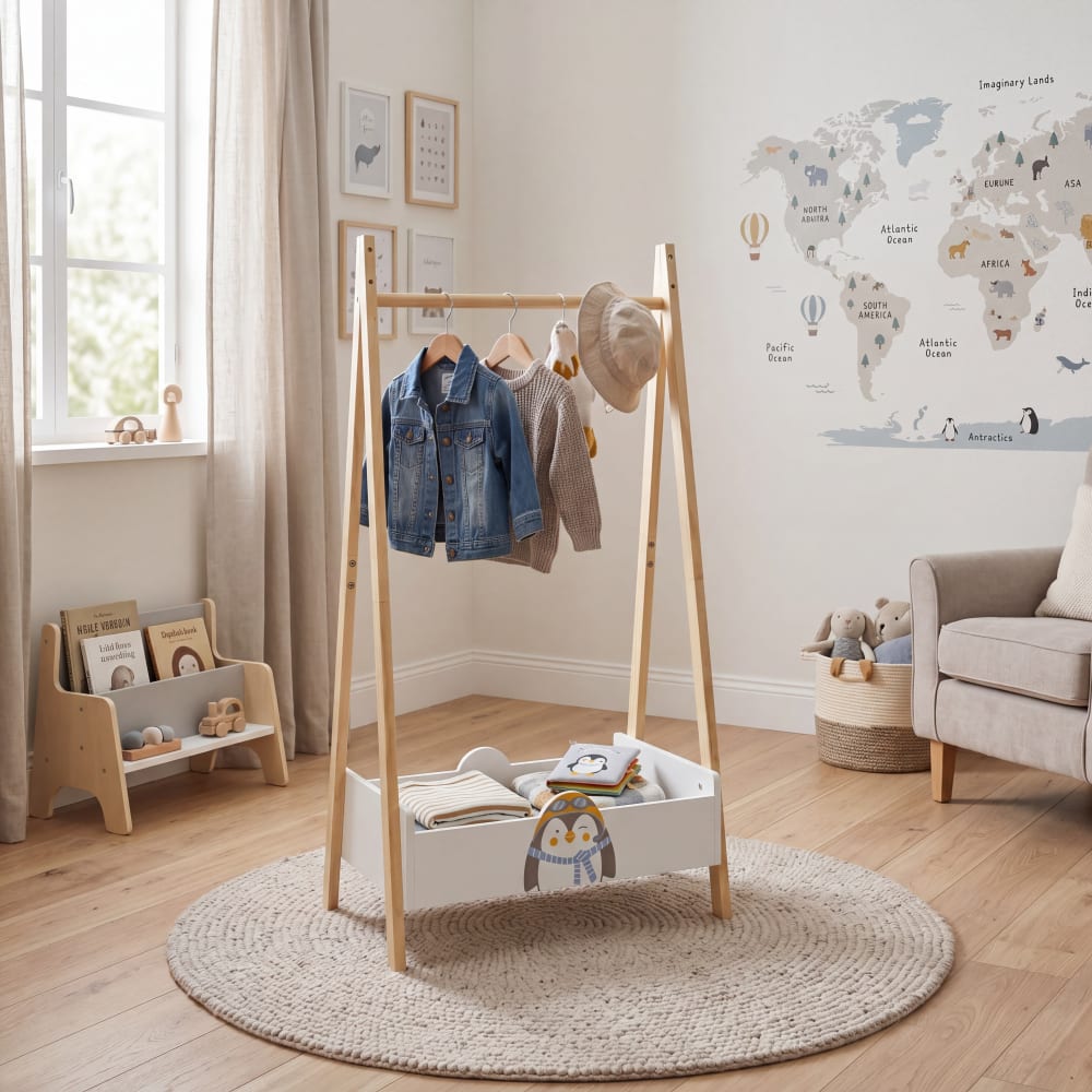 Kindergarderobe aus MDF Kiefer Weiß 120x60x35 - Maisons Du Monde
