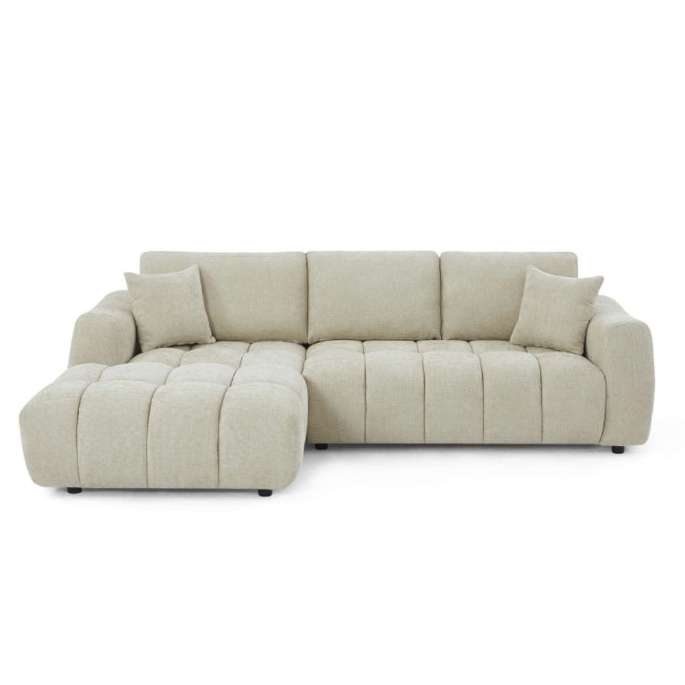 Canapé d'angle gauche fixe tissu chenille 4 places taupe Canapé d'angle gauche fixe tissu chenille 4 places taupe
