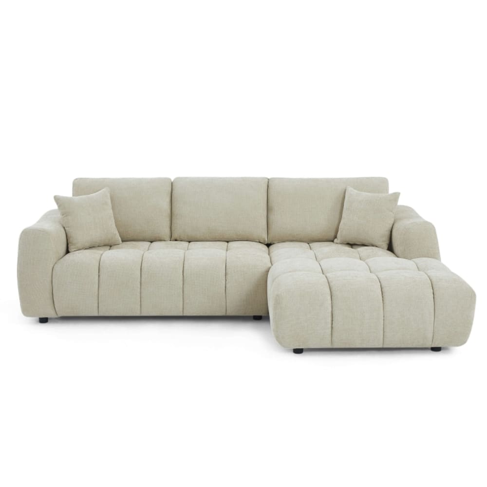 Canapé d'angle droit fixe tissu chenille 4 places taupe Canapé d'angle droit fixe tissu chenille 4 places taupe