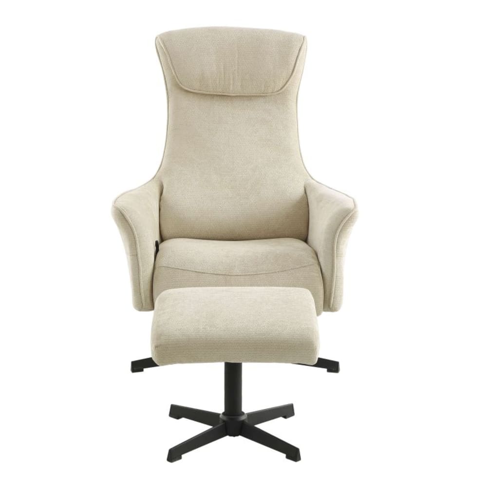 Fauteuil relax manuel rotatif + repose-pieds tissu 1 place beige