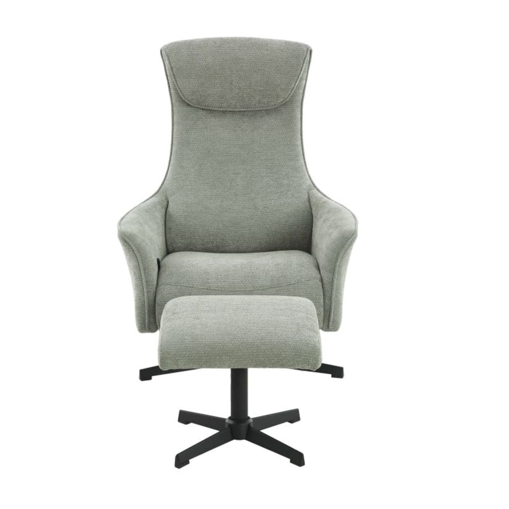 Fauteuil relax manuel rotatif + repose-pieds tissu 1 place vert