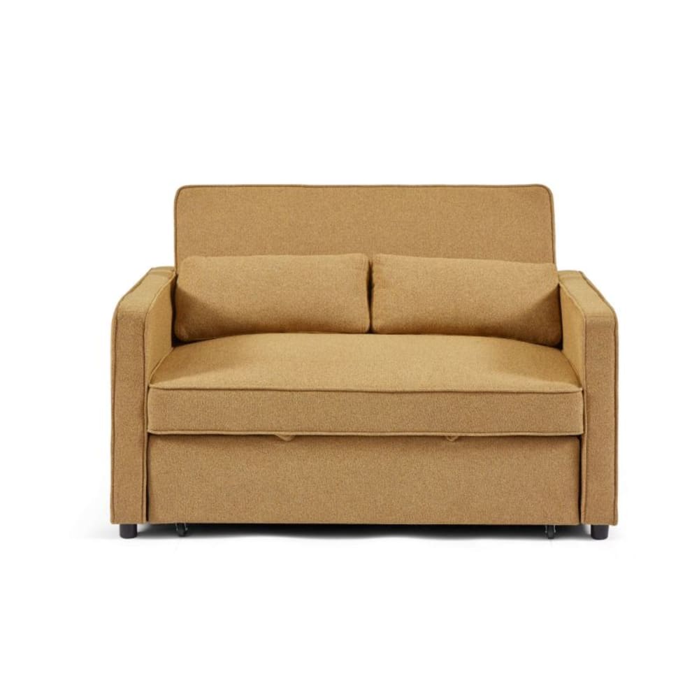 Canapé droit convertible tissu 2 places jaune Canapé droit convertible tissu 2 places jaune