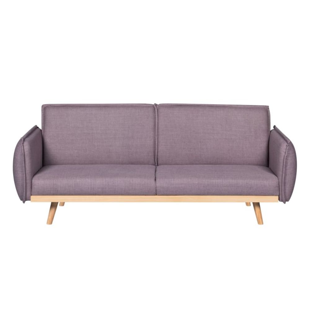Canapé droit convertible tissu 3 places mauve
