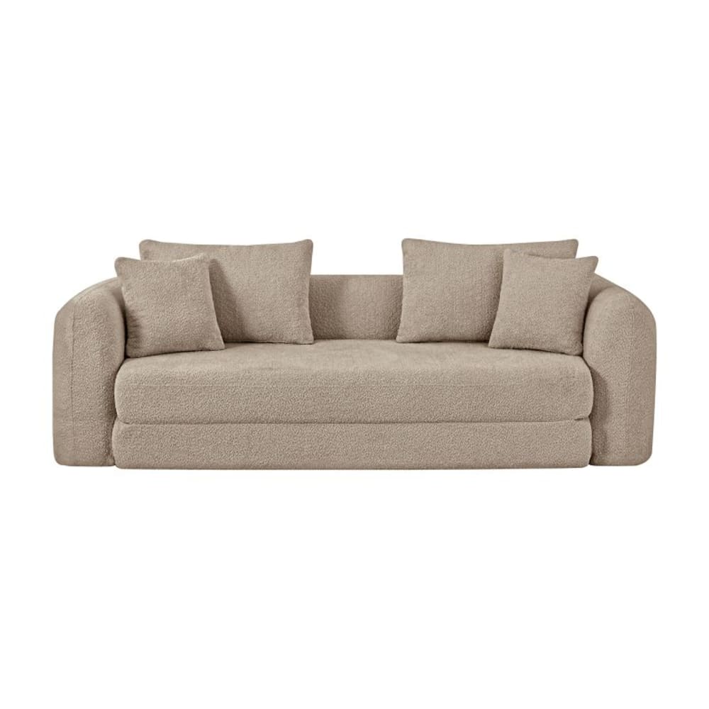 Canapé droit compressé convertible tissu bouclette 3 places taupe Canapé droit compressé convertible tissu bouclette 3 places taupe