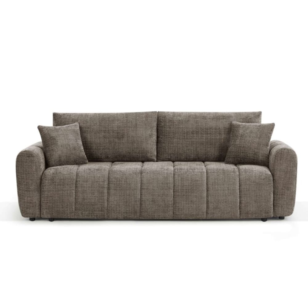 Canapé droit convertible tissu texturé 3 places marron Canapé droit convertible tissu texturé 3 places marron