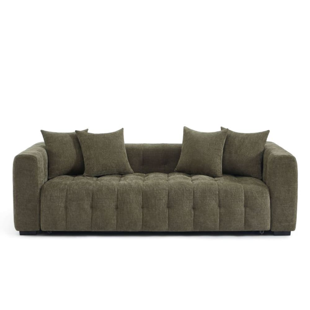 Canapé droit convertible tissu 3 places vert