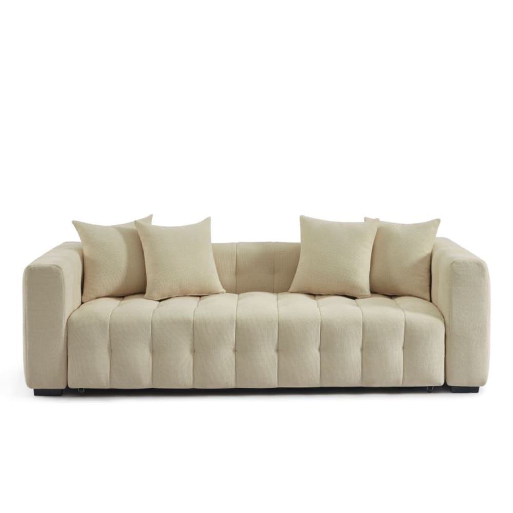 Canapé droit convertible tissu 3 places taupe Canapé droit convertible tissu 3 places taupe