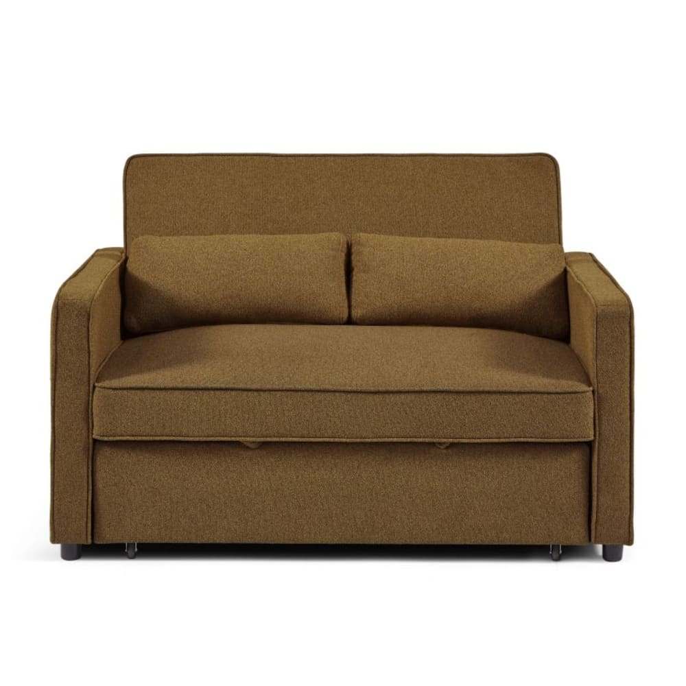 Canapé droit convertible tissu 2 places marron Canapé droit convertible tissu 2 places marron
