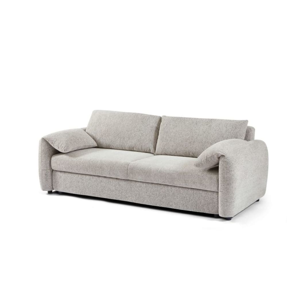 Canapé droit convertible tissu chenille tramé 3 places beige