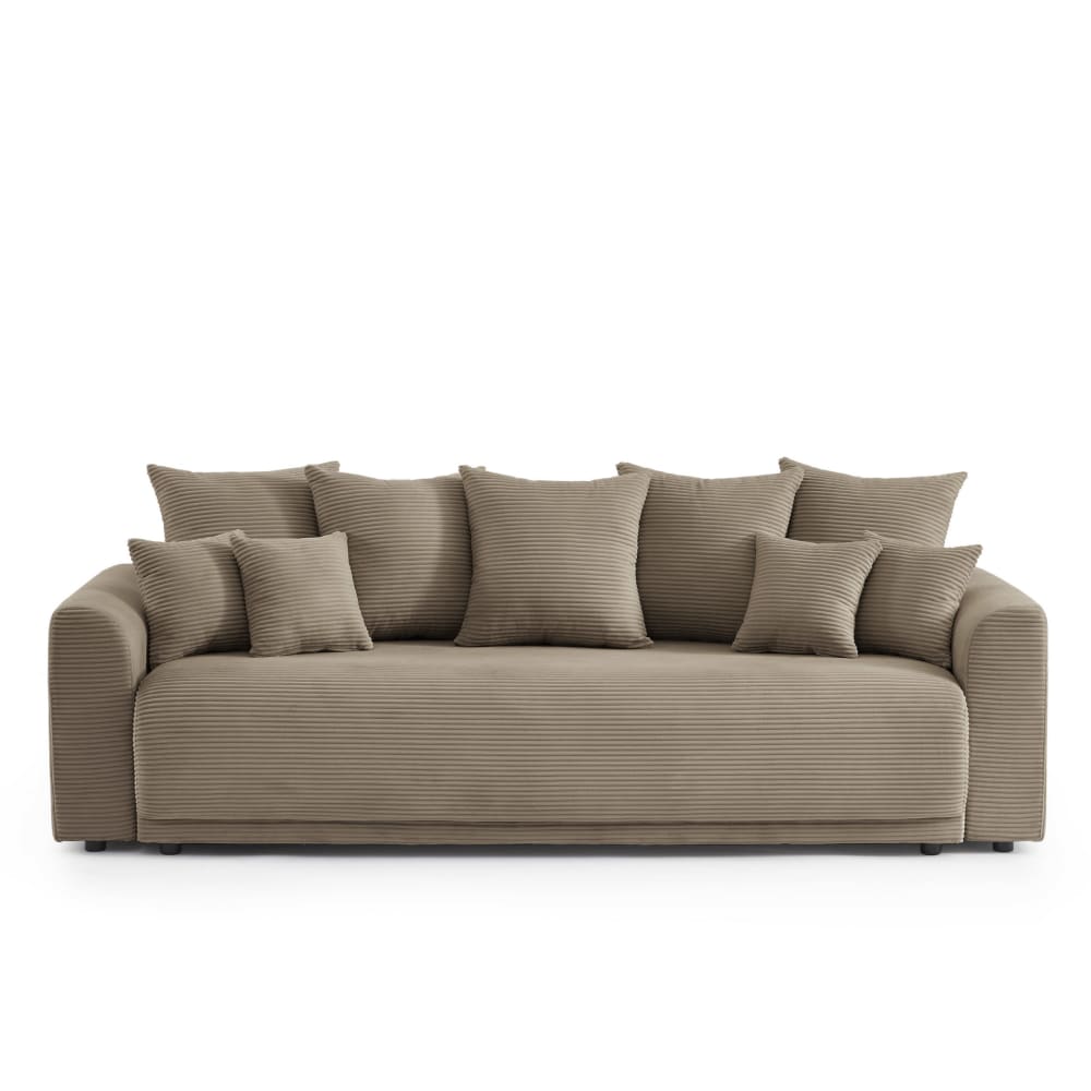 Canapé droit convertible velours 3 places taupe
