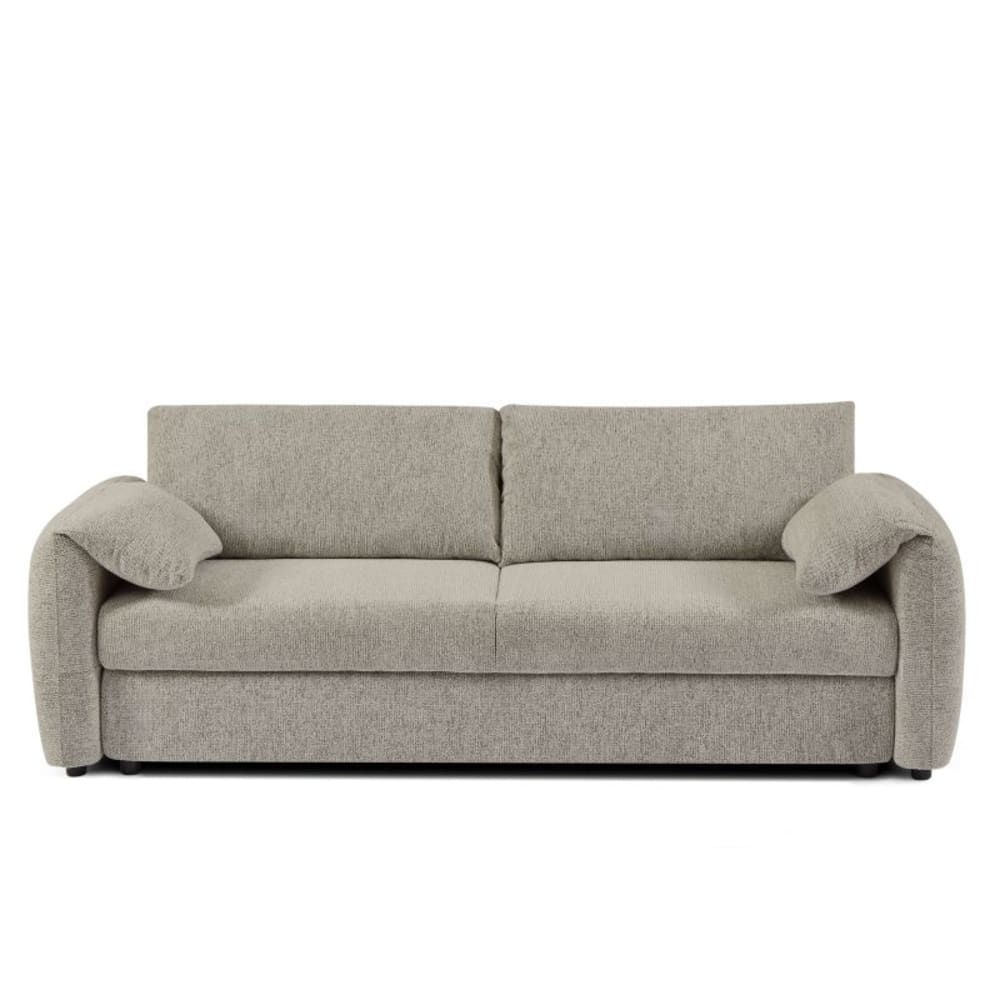 Canapé droit convertible tissu chenille tramé 3 places taupe
