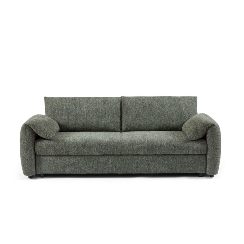 Canapé droit convertible tissu chenille tramé 3 places vert