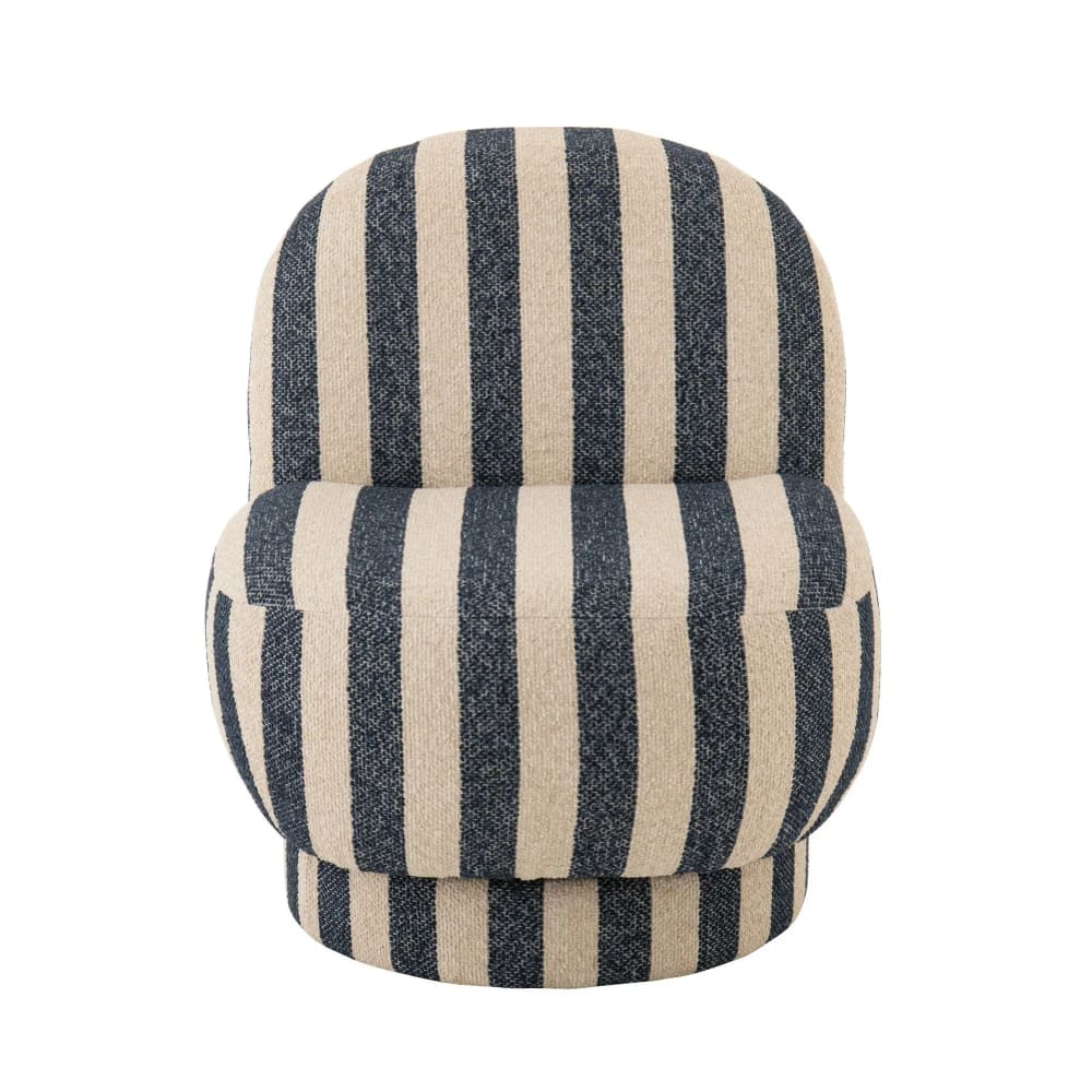 Fauteuil en tissu à rayures bleu