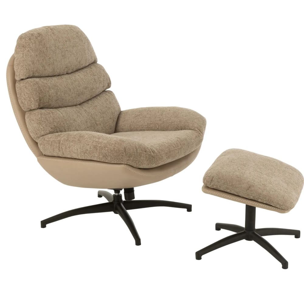 Fauteuil relax pivotant avec repose pieds taupe Fauteuil relax pivotant avec repose pieds taupe