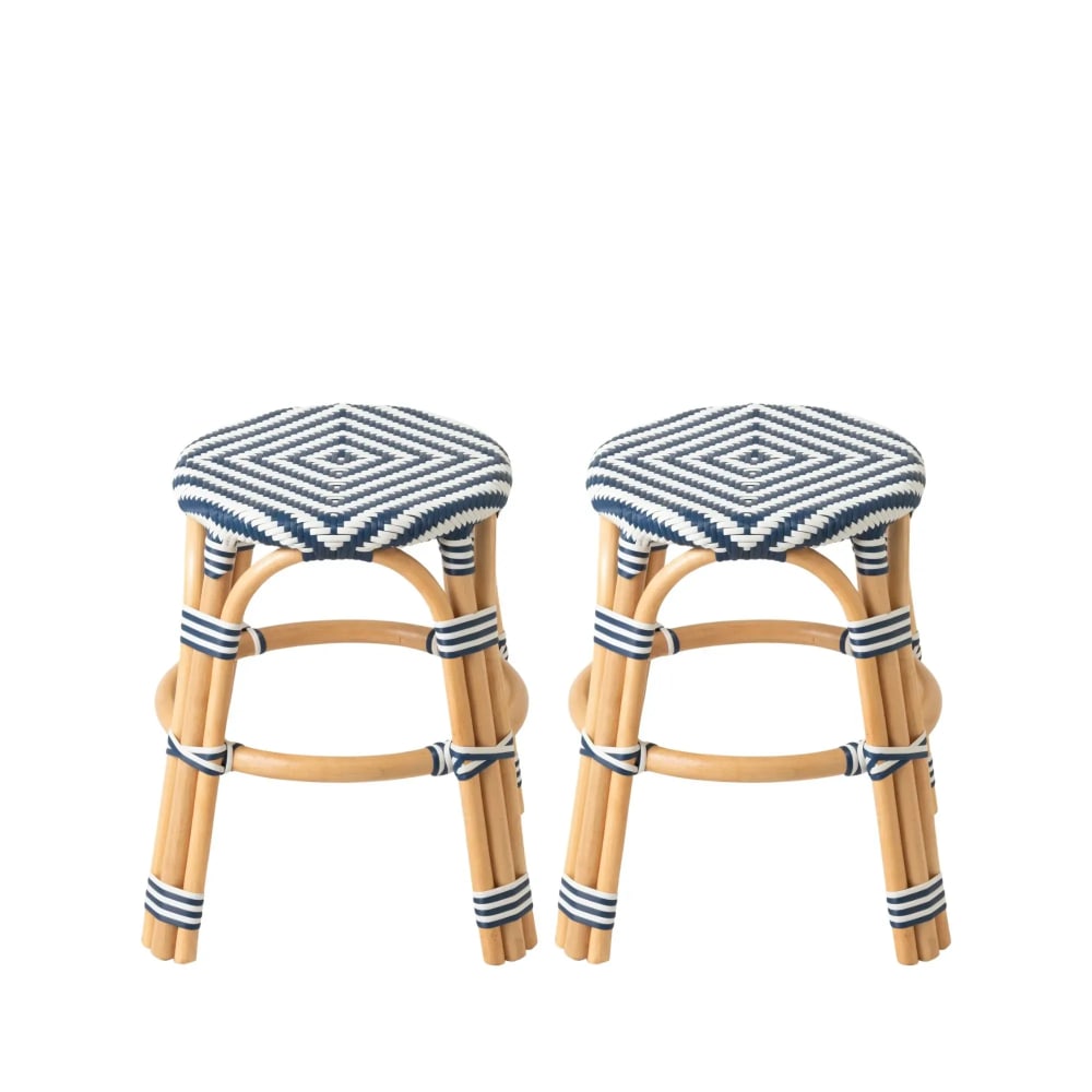 Lot de 2 tabourets bistrot tressés blanc